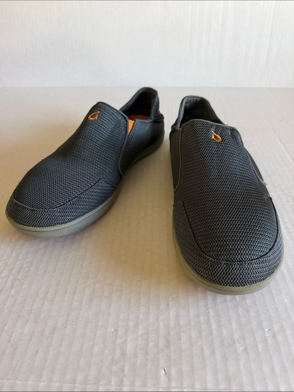 Olukai Men’s Nohea Charcoal Gray Mesh Slip On Loafers